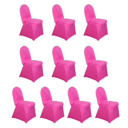 10 Pack Spandex Chair Covers for Banquet Chairs Fuchsia - Durable Reusable Stretch Slip - On Covers - Bell Racket Store