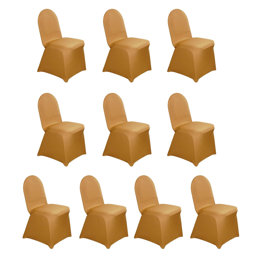 10 Pack Spandex Chair Covers for Banquet Chairs Gold - Durable Reusable Stretch Slip - On Covers for Gatherings - Bell Racket Store
