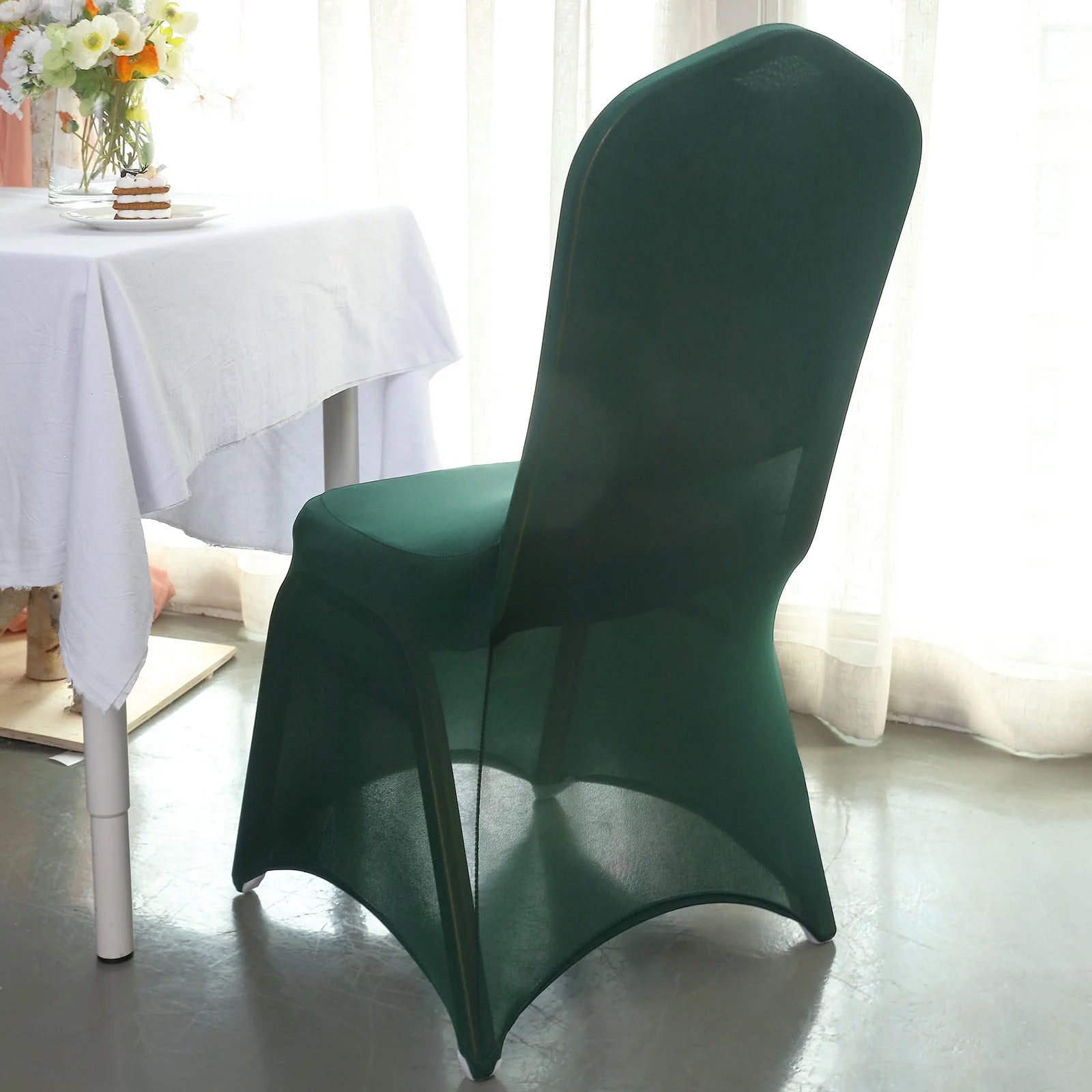 10 Pack Spandex Chair Covers for Banquet Chairs Hunter Emerald Green - Durable Reusable Stretch Slip - On Covers - Bell Racket Store