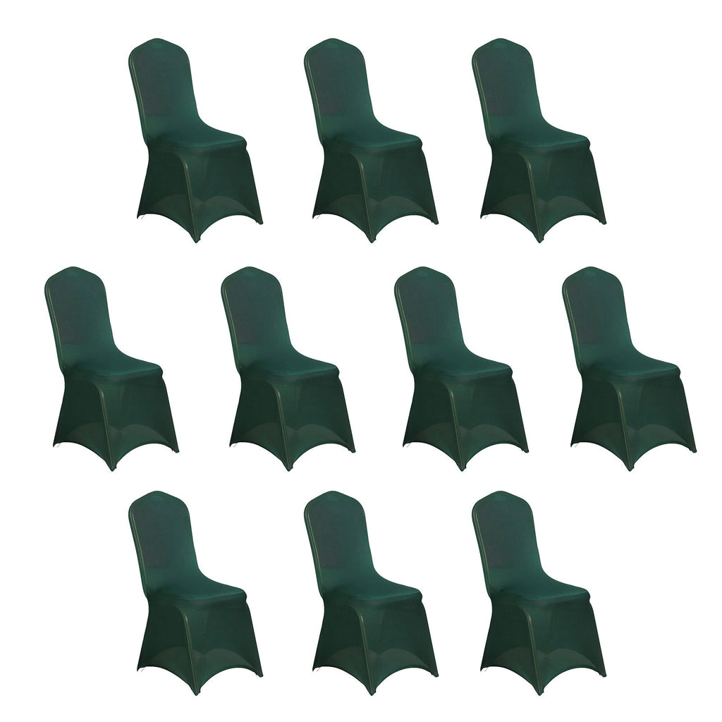 10 Pack Spandex Chair Covers for Banquet Chairs Hunter Emerald Green - Durable Reusable Stretch Slip - On Covers - Bell Racket Store