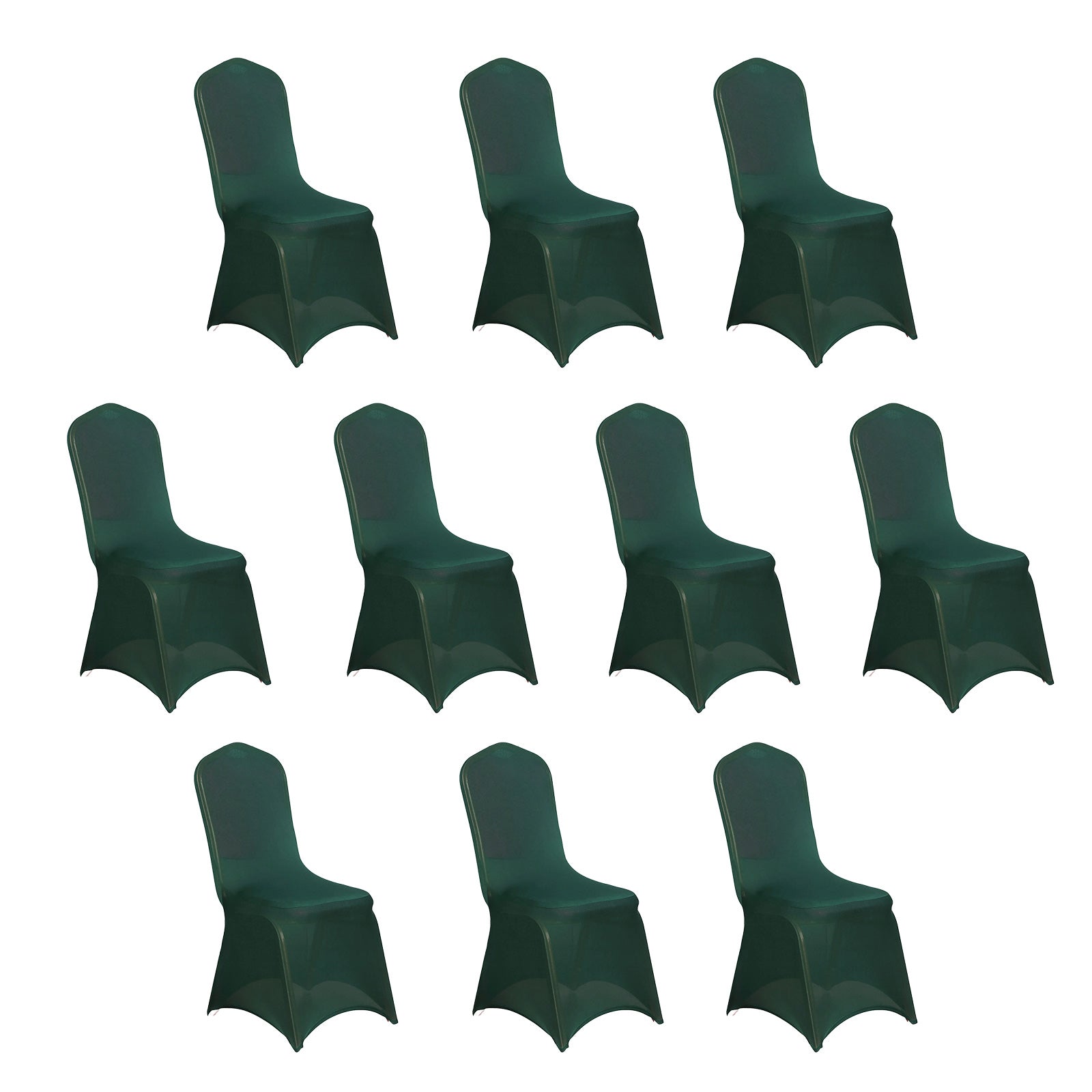 10 Pack Spandex Chair Covers for Banquet Chairs Hunter Emerald Green - Durable Reusable Stretch Slip - On Covers - Bell Racket Store