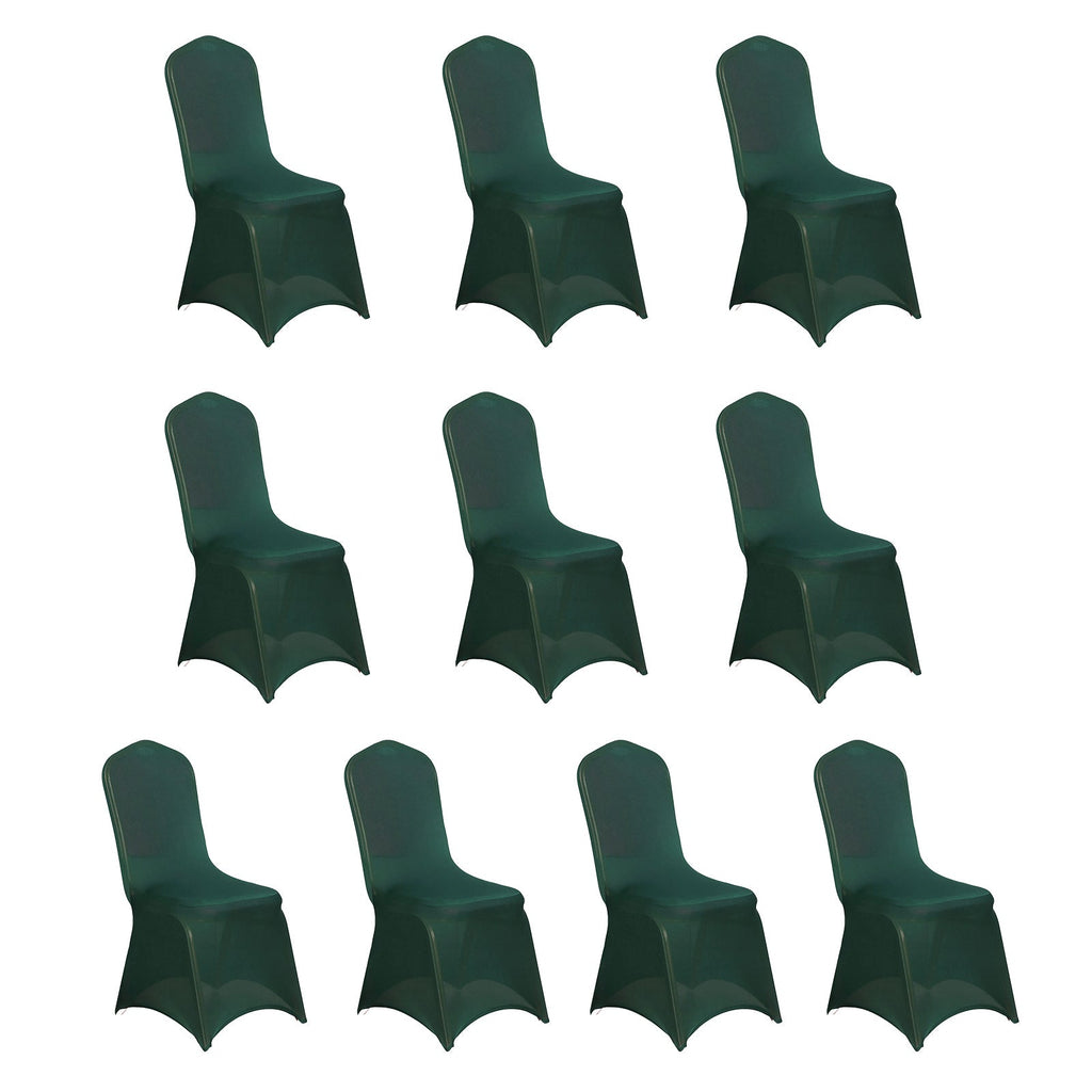 10 Pack Spandex Chair Covers for Banquet Chairs Hunter Emerald Green - Durable Reusable Stretch Slip - On Covers - Bell Racket Store