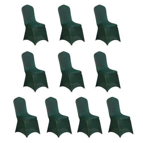 10 Pack Spandex Chair Covers for Banquet Chairs Hunter Emerald Green - Durable Reusable Stretch Slip - On Covers - Bell Racket Store