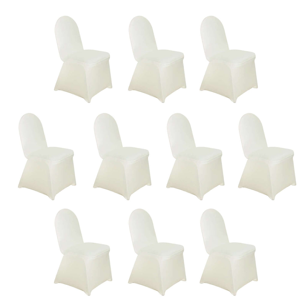 10 Pack Spandex Chair Covers for Banquet Chairs Ivory - Durable Reusable Stretch Slip - On Covers - Bell Racket Store