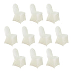 10 Pack Spandex Chair Covers for Banquet Chairs Ivory - Durable Reusable Stretch Slip - On Covers - Bell Racket Store