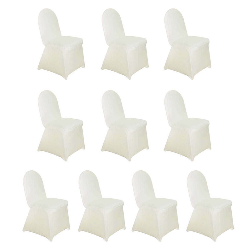 10 Pack Spandex Chair Covers for Banquet Chairs Ivory - Durable Reusable Stretch Slip - On Covers - Bell Racket Store