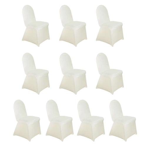 10 Pack Spandex Chair Covers for Banquet Chairs Ivory - Durable Reusable Stretch Slip - On Covers - Bell Racket Store