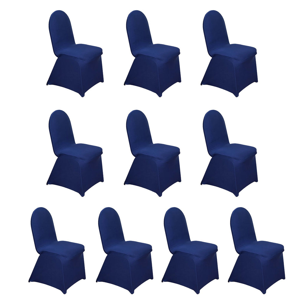10 Pack Spandex Chair Covers for Banquet Chairs Navy Blue - Durable Reusable Stretch Slip - On Covers - Bell Racket Store