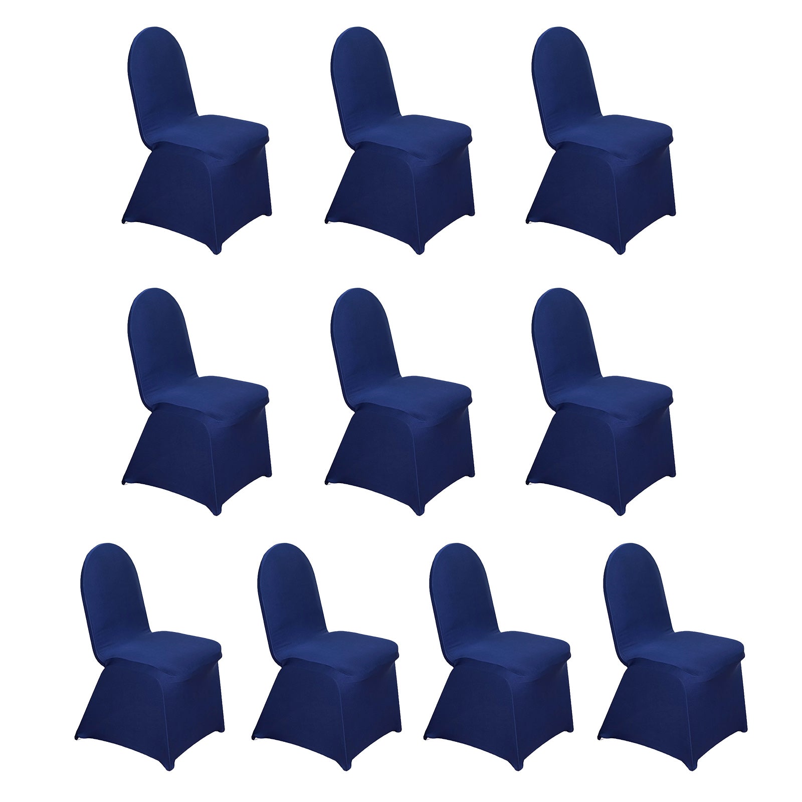 10 Pack Spandex Chair Covers for Banquet Chairs Navy Blue - Durable Reusable Stretch Slip - On Covers - Bell Racket Store