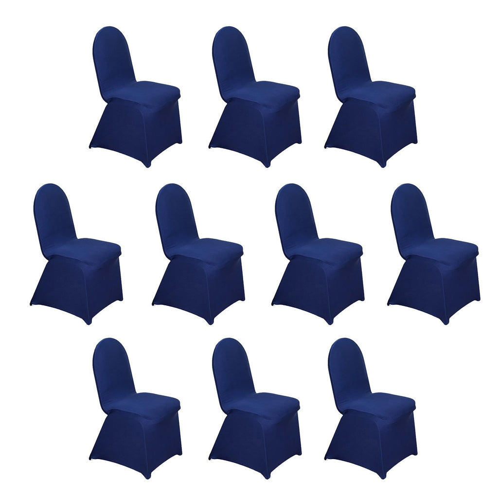10 Pack Spandex Chair Covers for Banquet Chairs Navy Blue - Durable Reusable Stretch Slip - On Covers - Bell Racket Store