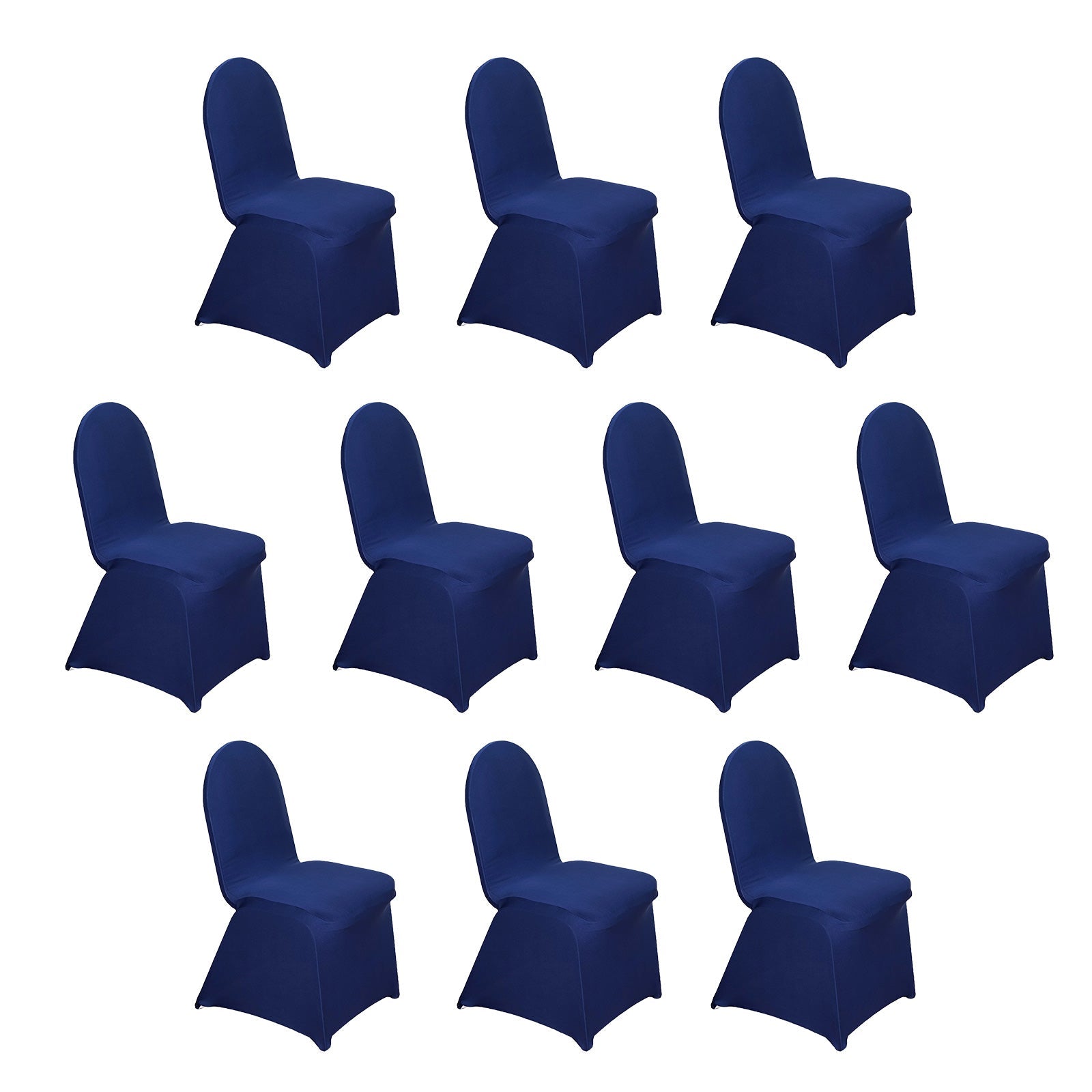 10 Pack Spandex Chair Covers for Banquet Chairs Navy Blue - Durable Reusable Stretch Slip - On Covers - Bell Racket Store