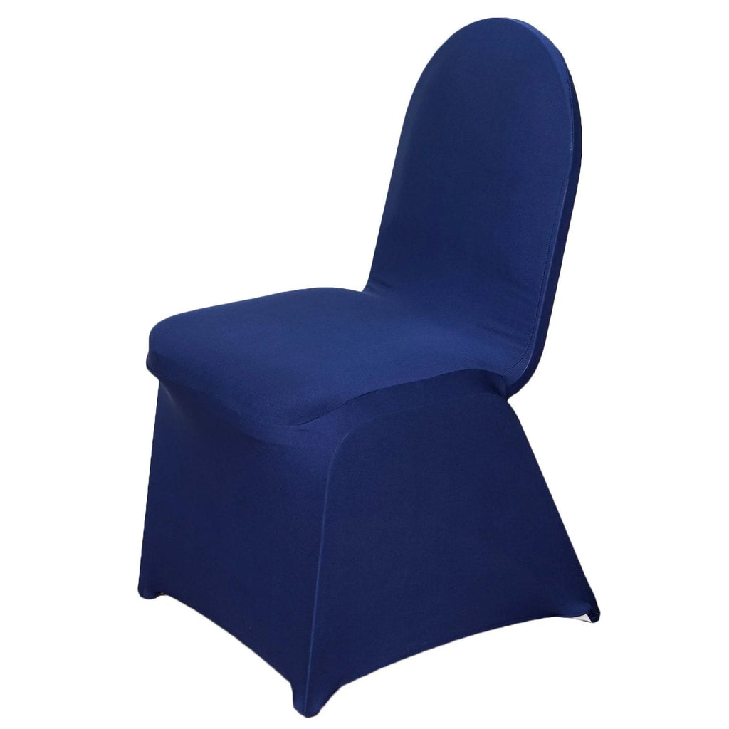 10 Pack Spandex Chair Covers for Banquet Chairs Navy Blue - Durable Reusable Stretch Slip - On Covers - Bell Racket Store