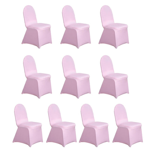 10 Pack Spandex Chair Covers for Banquet Chairs Pink - Durable Reusable Stretch Slip - On Covers - Bell Racket Store