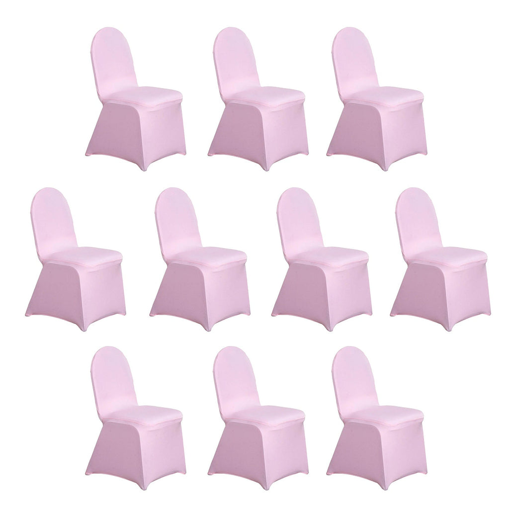 10 Pack Spandex Chair Covers for Banquet Chairs Pink - Durable Reusable Stretch Slip - On Covers - Bell Racket Store