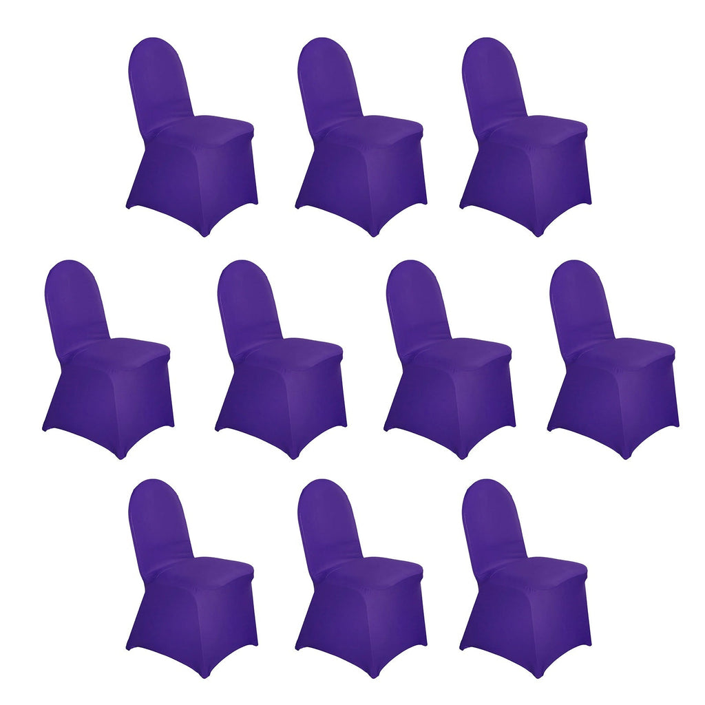 10 Pack Spandex Chair Covers for Banquet Chairs Purple - Durable Reusable Stretch Slip - On Covers - Bell Racket Store