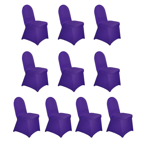 10 Pack Spandex Chair Covers for Banquet Chairs Purple - Durable Reusable Stretch Slip - On Covers - Bell Racket Store