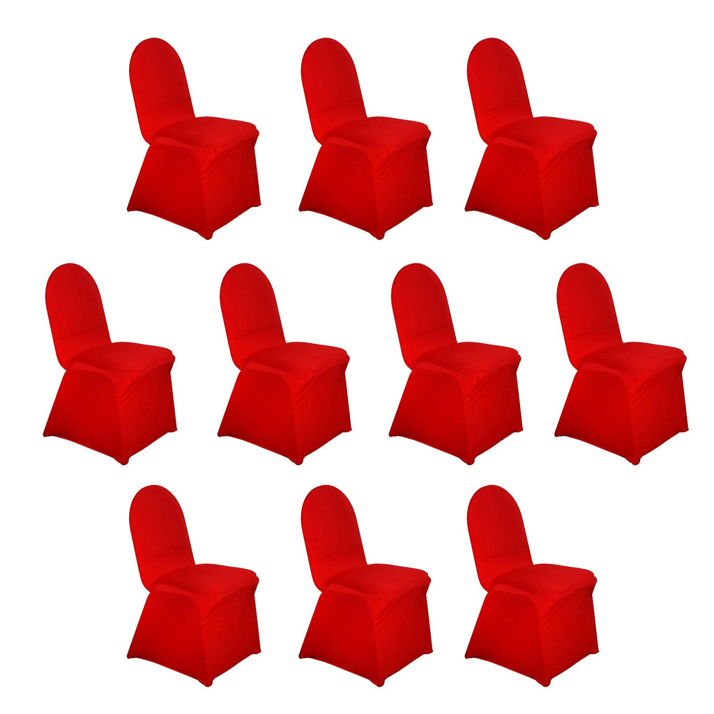 10 Pack Spandex Chair Covers for Banquet Chairs Red - Durable Reusable Stretch Slip - On Covers - Bell Racket Store