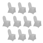 10 Pack Spandex Chair Covers for Banquet Chairs Silver - Durable Reusable Stretch Slip - On Covers - Bell Racket Store