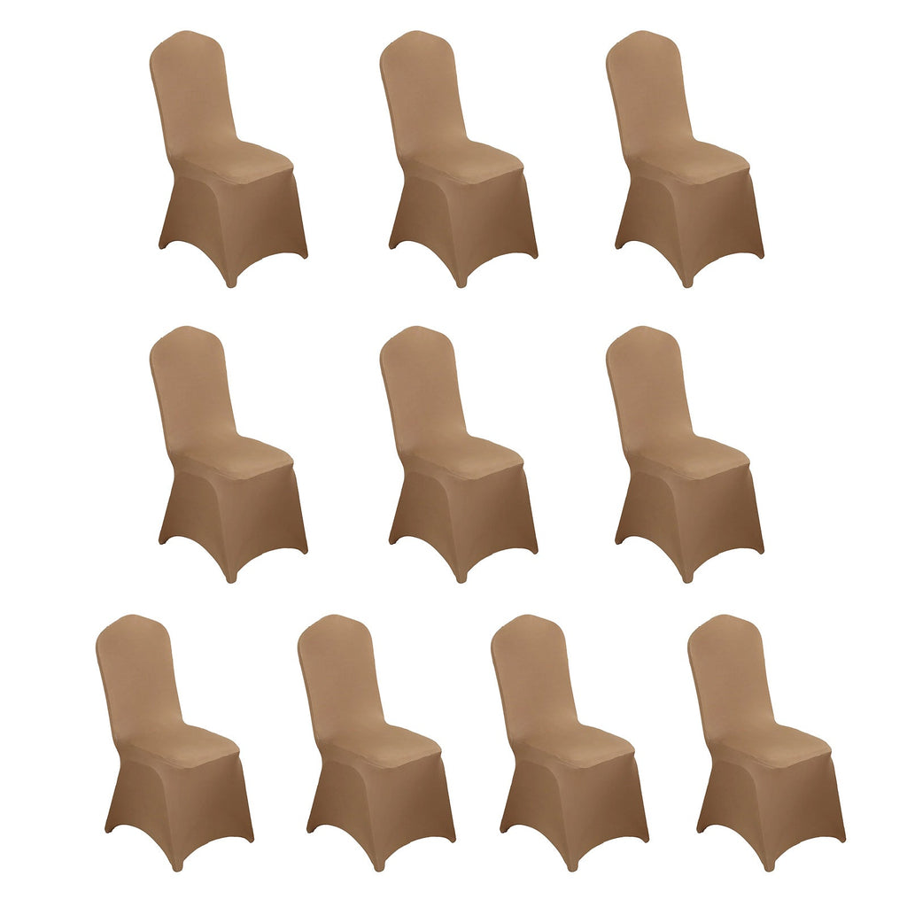 10 Pack Spandex Chair Covers for Banquet Chairs Taupe - Durable Reusable Stretch Slip - On Covers - Bell Racket Store
