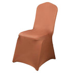 10 Pack Spandex Chair Covers for Banquet Chairs Terracotta (Rust) - Durable Reusable Stretch Slip - On Covers - Bell Racket Store