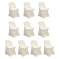 10 Pack Stretch Spandex Chair Covers Beige for Folding Chairs - Durable 160GSM Fitted Slipcovers - Bell Racket Store