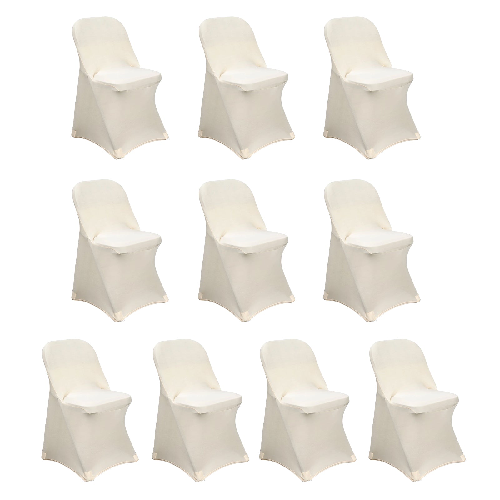 10 Pack Stretch Spandex Chair Covers Beige for Folding Chairs - Durable 160GSM Fitted Slipcovers - Bell Racket Store