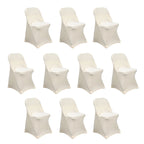 10 Pack Stretch Spandex Chair Covers Beige for Folding Chairs - Durable 160GSM Fitted Slipcovers - Bell Racket Store