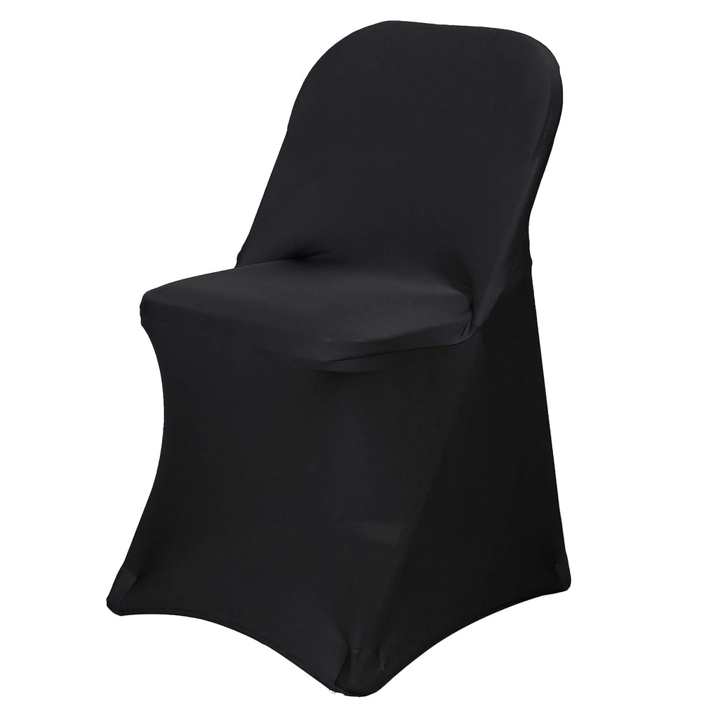 10 Pack Stretch Spandex Chair Covers Black for Folding Chairs - Durable Perfectly 160GSM Fitted Slipcovers for Professional & Casual Events - Bell Racket Store