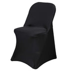 10 Pack Stretch Spandex Chair Covers Black for Folding Chairs - Durable Perfectly 160GSM Fitted Slipcovers for Professional & Casual Events - Bell Racket Store