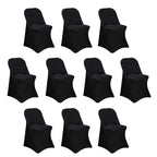 10 Pack Stretch Spandex Chair Covers Black for Folding Chairs - Durable Perfectly 160GSM Fitted Slipcovers for Professional & Casual Events - Bell Racket Store
