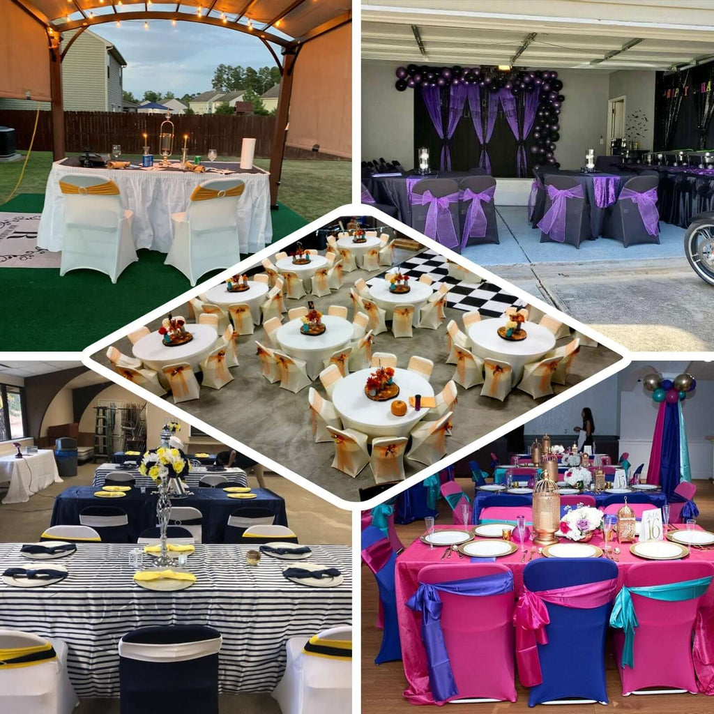 10 Pack Stretch Spandex Chair Covers Black for Folding Chairs - Durable Perfectly 160GSM Fitted Slipcovers for Professional & Casual Events - Bell Racket Store