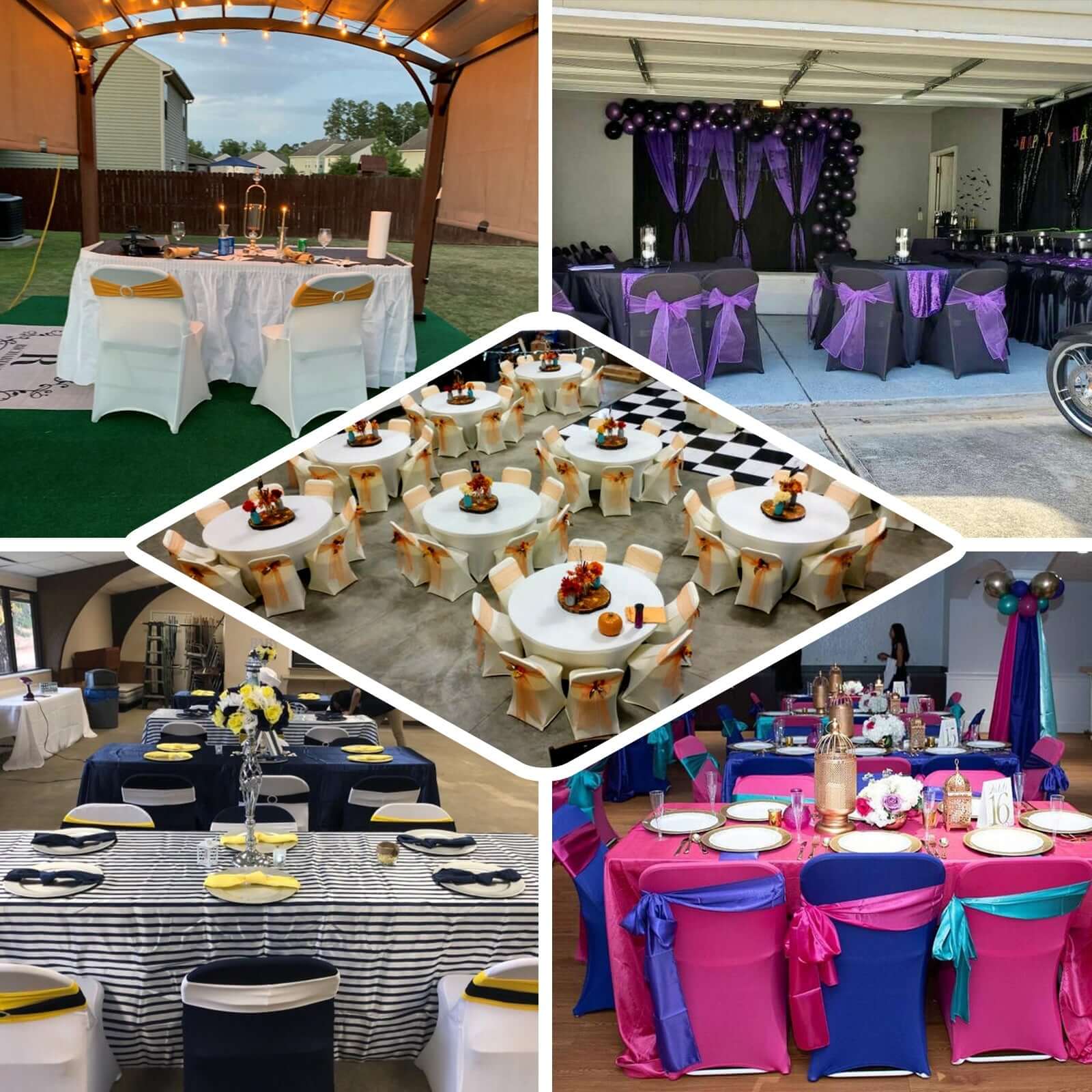 10 Pack Stretch Spandex Chair Covers Black for Folding Chairs - Durable Perfectly 160GSM Fitted Slipcovers for Professional & Casual Events - Bell Racket Store