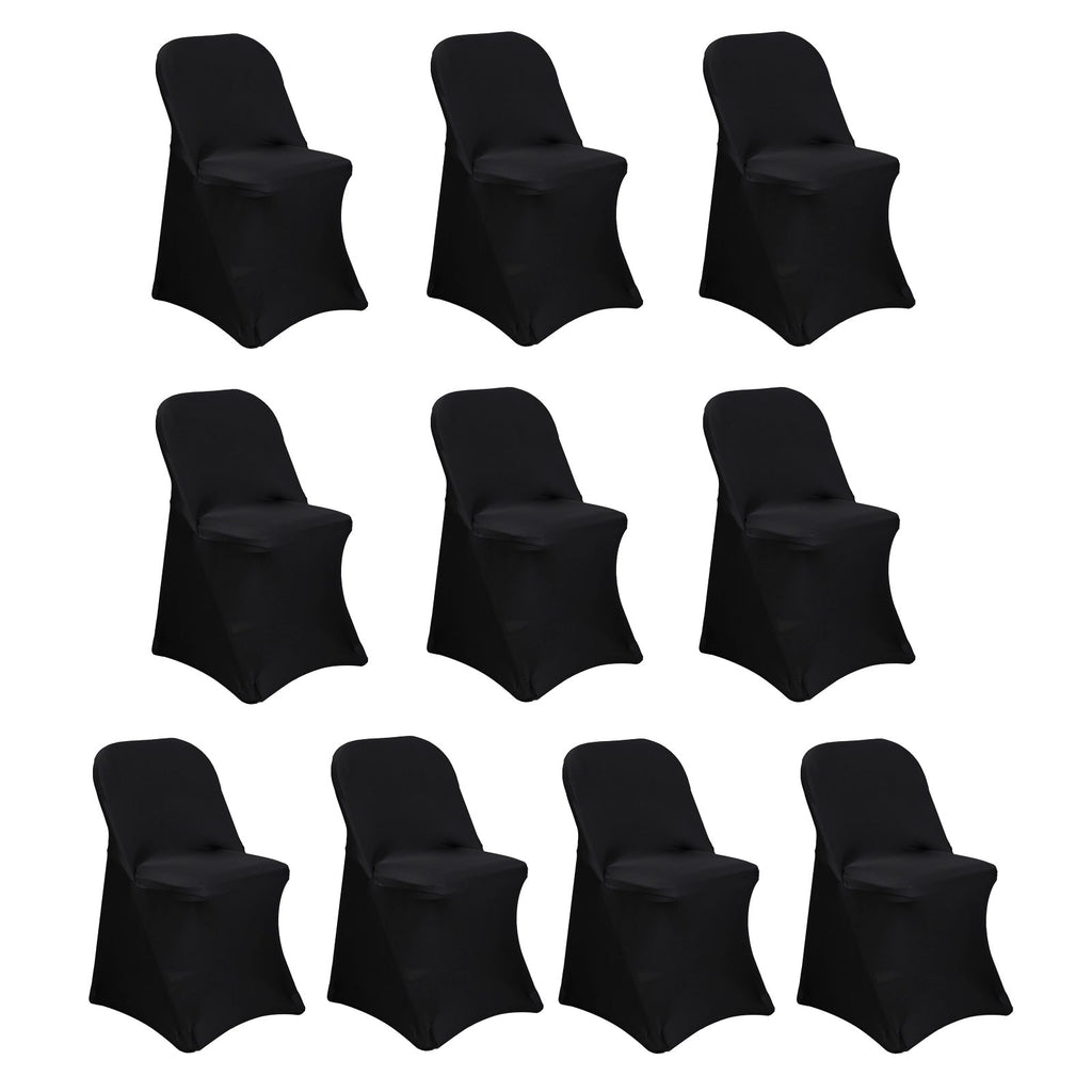 10 Pack Stretch Spandex Chair Covers Black for Folding Chairs - Durable Perfectly 160GSM Fitted Slipcovers for Professional & Casual Events - Bell Racket Store