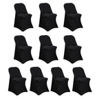 10 Pack Stretch Spandex Chair Covers Black for Folding Chairs - Durable Perfectly 160GSM Fitted Slipcovers for Professional & Casual Events - Bell Racket Store