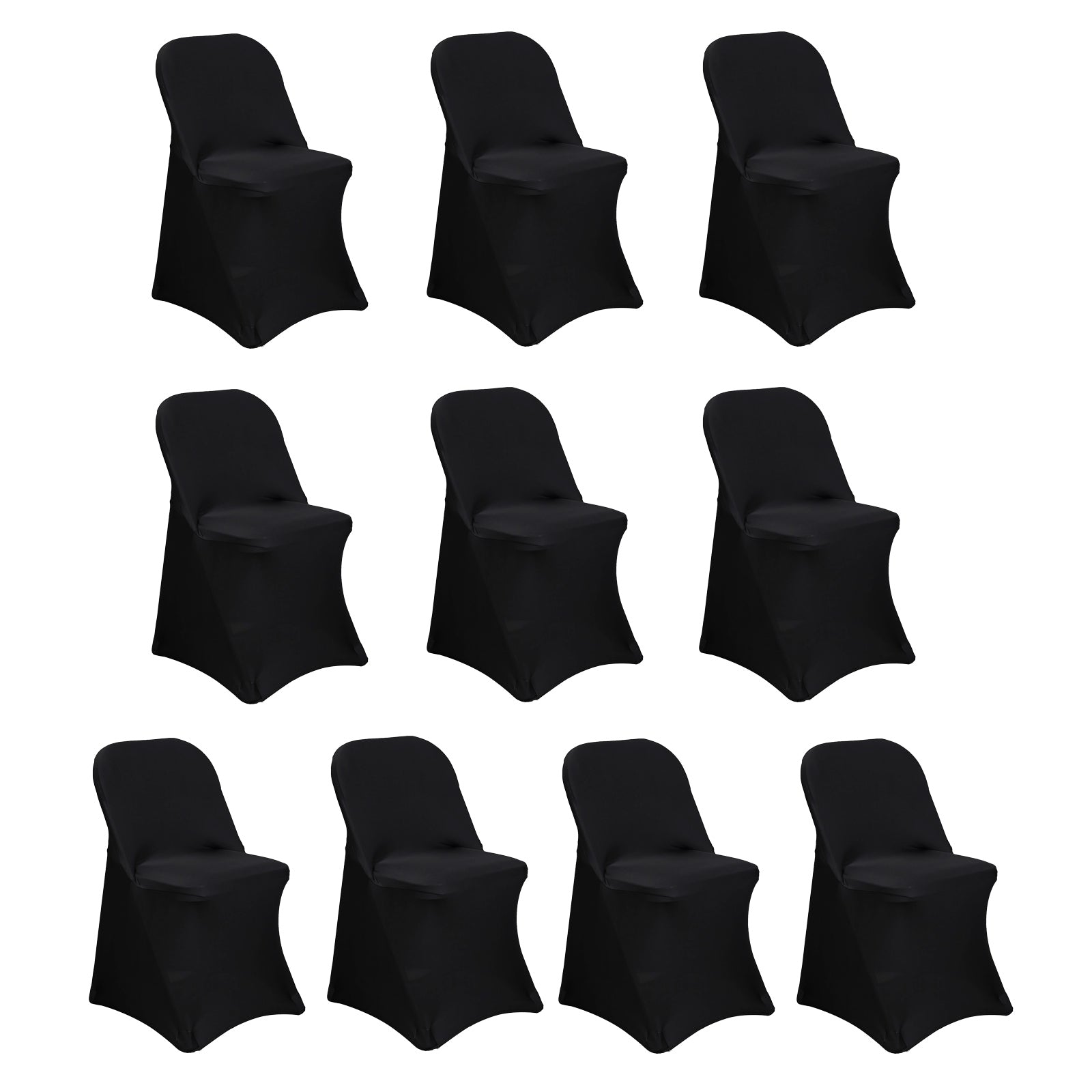 10 Pack Stretch Spandex Chair Covers Black for Folding Chairs - Durable Perfectly 160GSM Fitted Slipcovers for Professional & Casual Events - Bell Racket Store