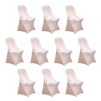 10 Pack Stretch Spandex Chair Covers Blush for Folding Chairs - Durable 160GSM Fitted Slipcovers - Bell Racket Store