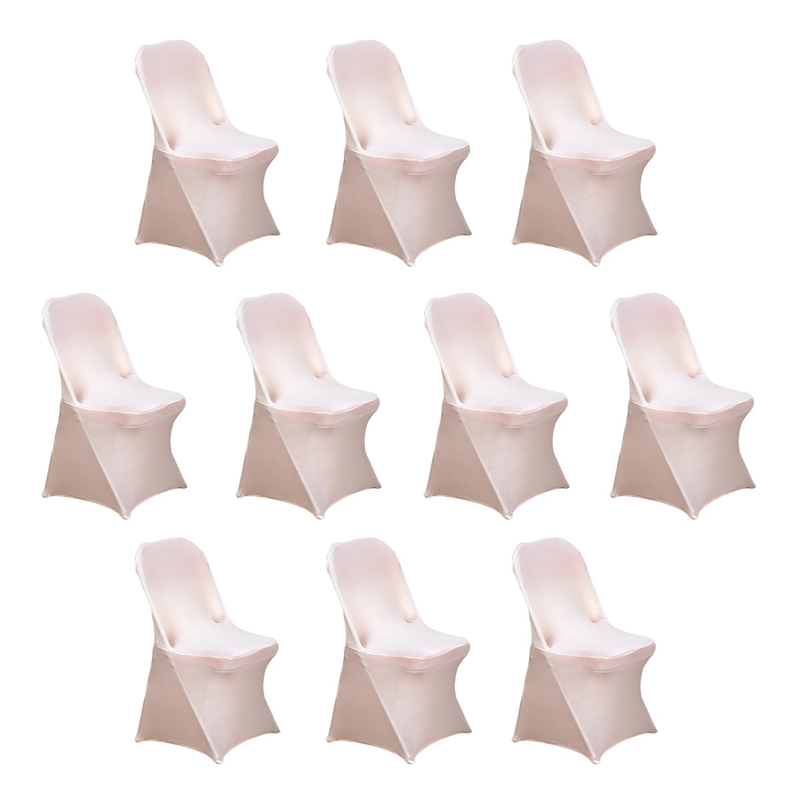 10 Pack Stretch Spandex Chair Covers Blush for Folding Chairs - Durable 160GSM Fitted Slipcovers - Bell Racket Store