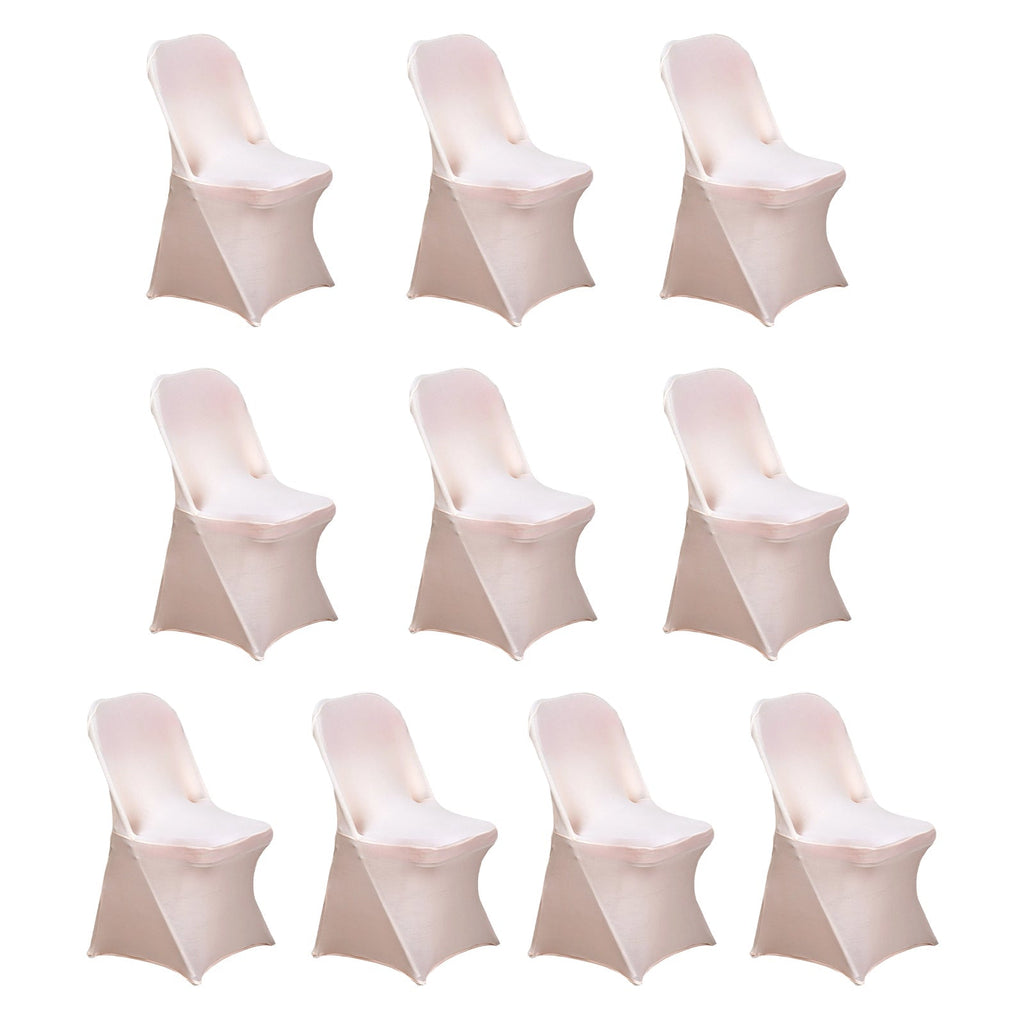 10 Pack Stretch Spandex Chair Covers Blush for Folding Chairs - Durable 160GSM Fitted Slipcovers - Bell Racket Store