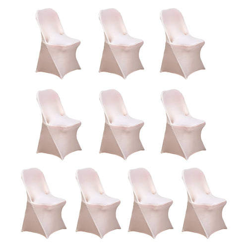 10 Pack Stretch Spandex Chair Covers Blush for Folding Chairs - Durable 160GSM Fitted Slipcovers - Bell Racket Store