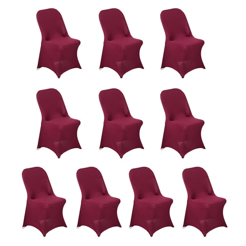 10 Pack Stretch Spandex Chair Covers Burgundy for Folding Chairs - Durable 160GSM Fitted Slipcovers - Bell Racket Store