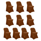 10 Pack Stretch Spandex Chair Covers Cinnamon Brown for Folding Chairs - Durable 160GSM Fitted Slipcovers - Bell Racket Store