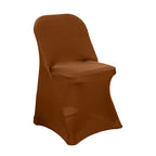 10 Pack Stretch Spandex Chair Covers Cinnamon Brown for Folding Chairs - Durable 160GSM Fitted Slipcovers - Bell Racket Store