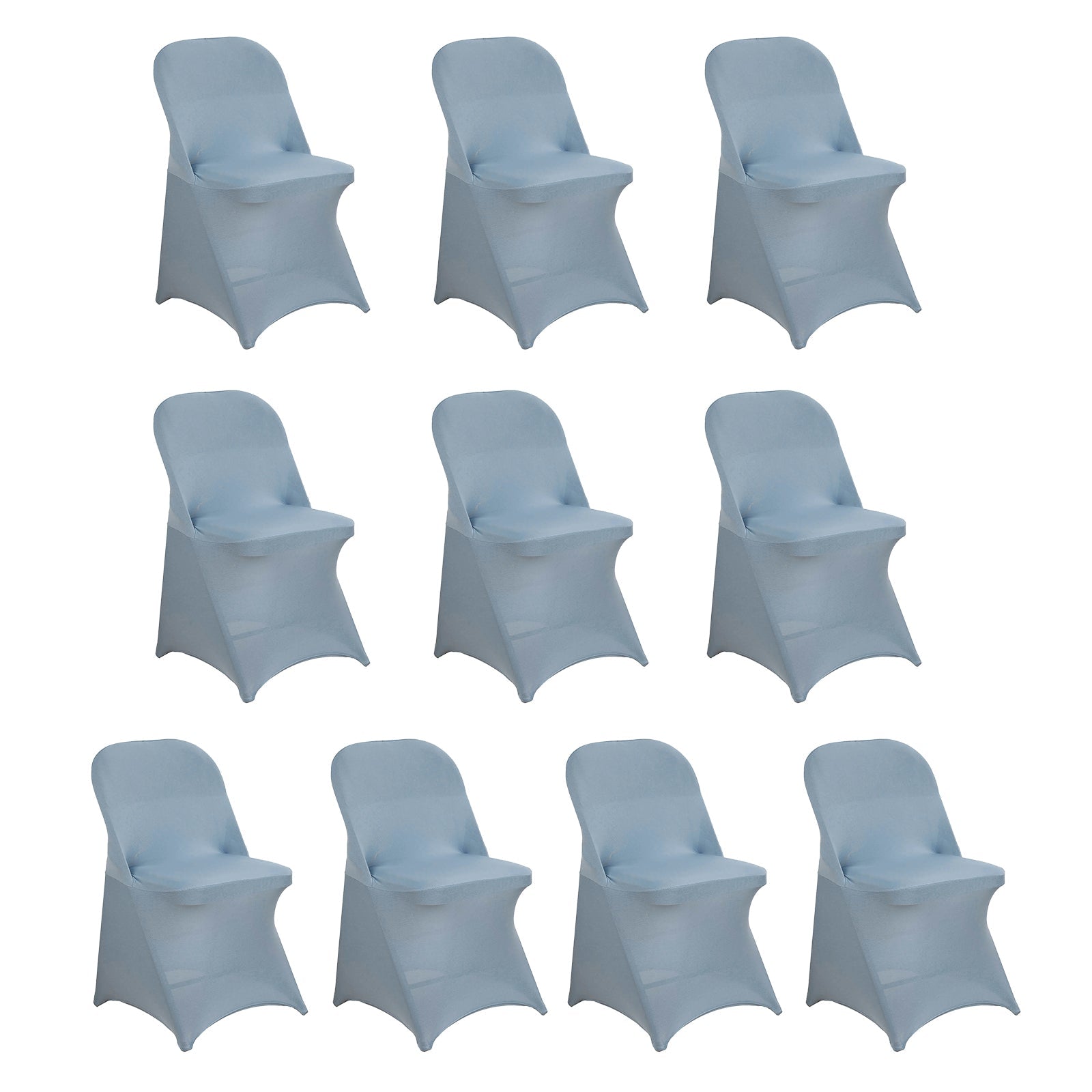 10 Pack Stretch Spandex Chair Covers Dusty Blue for Folding Chairs - Durable 160GSM Fitted Slipcovers - Bell Racket Store