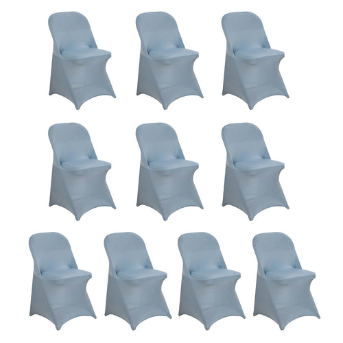 10 Pack Stretch Spandex Chair Covers Dusty Blue for Folding Chairs - Durable 160GSM Fitted Slipcovers - Bell Racket Store