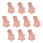 10 Pack Stretch Spandex Chair Covers Dusty Rose for Folding Chairs - Durable 160GSM Fitted Slipcovers - Bell Racket Store