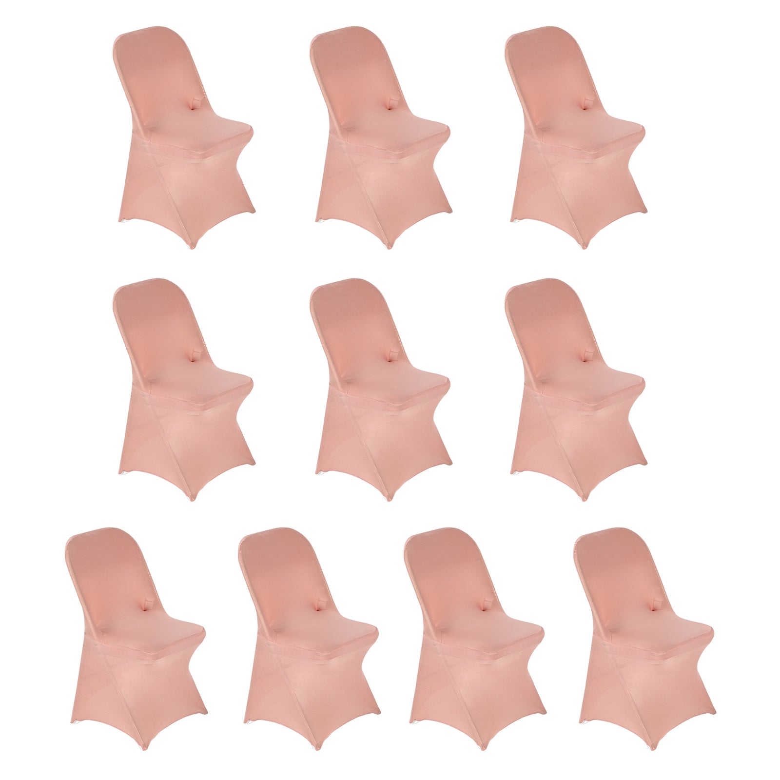 10 Pack Stretch Spandex Chair Covers Dusty Rose for Folding Chairs - Durable 160GSM Fitted Slipcovers - Bell Racket Store