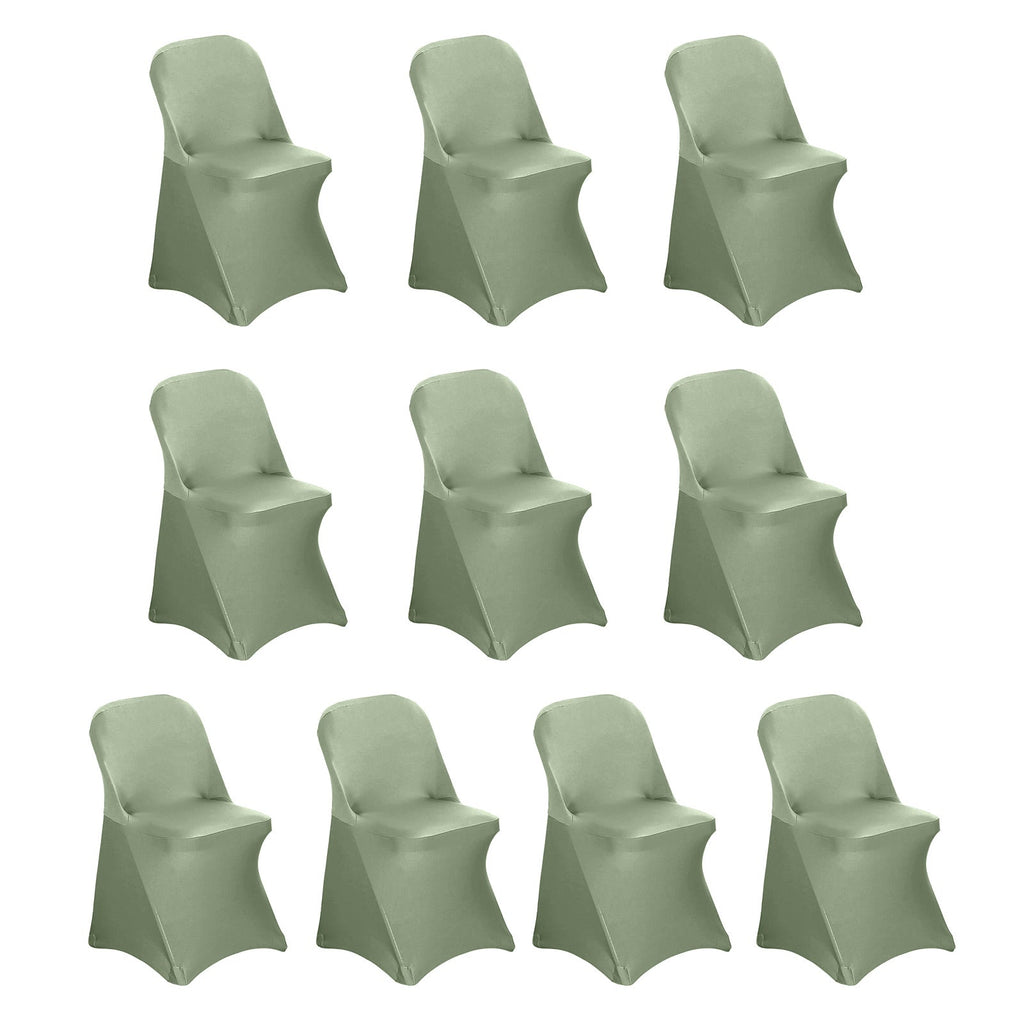 10 Pack Stretch Spandex Chair Covers Dusty Sage Green for Folding Chairs - Durable 160GSM Fitted Slipcovers - Bell Racket Store