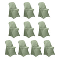 10 Pack Stretch Spandex Chair Covers Dusty Sage Green for Folding Chairs - Durable 160GSM Fitted Slipcovers - Bell Racket Store