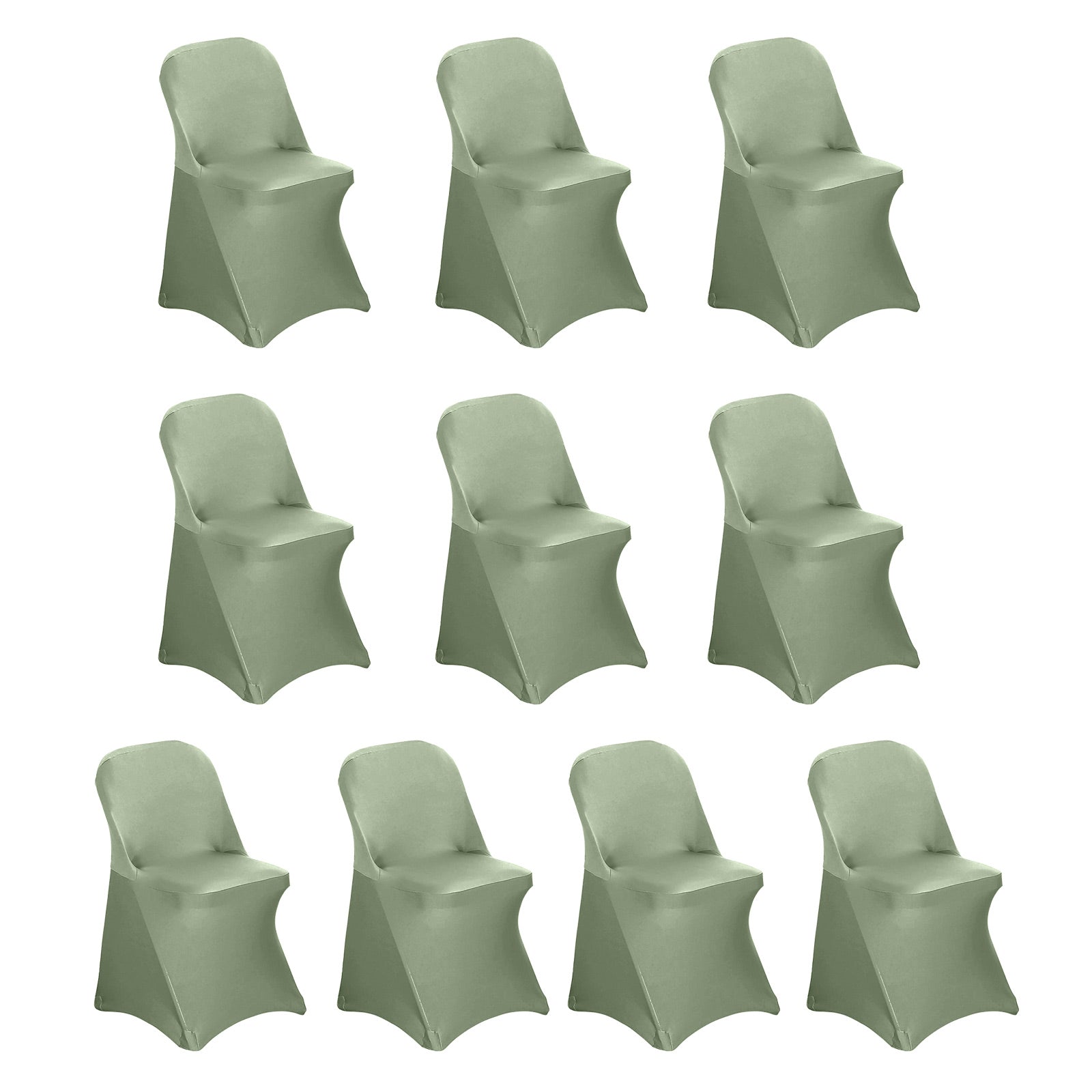 10 Pack Stretch Spandex Chair Covers Dusty Sage Green for Folding Chairs - Durable 160GSM Fitted Slipcovers - Bell Racket Store
