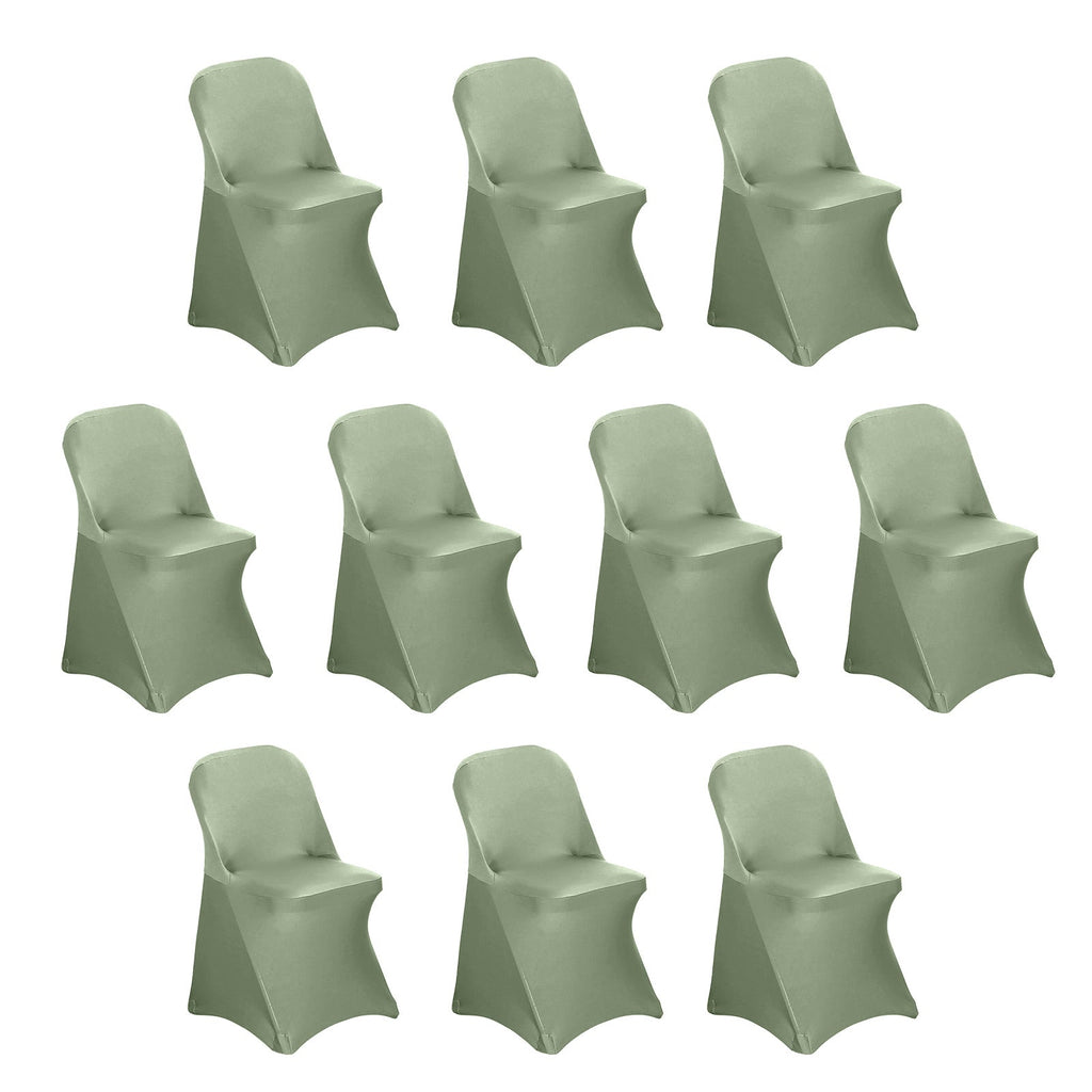 10 Pack Stretch Spandex Chair Covers Dusty Sage Green for Folding Chairs - Durable 160GSM Fitted Slipcovers - Bell Racket Store
